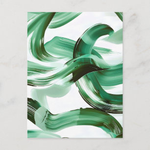 Cartes Pour Fêtes Annuelles Abstrait Moderne aux Traits de Pinceau Vert Minima