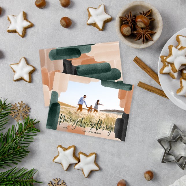 Cartes Pour Fêtes Annuelles Abstrait vert plein saignement 1 photo Noël (Créateur téléchargé)