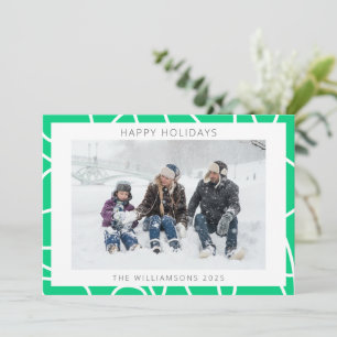 Cartes Pour Fêtes Annuelles Abstraite ligne moderne art en vert photo personna