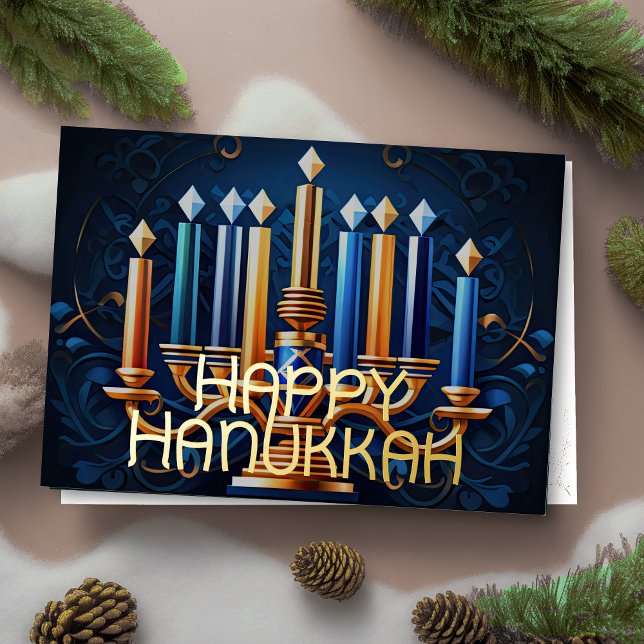 Cartes Pour Fêtes Annuelles Abstraite Menorah Happy Hanoukka (Créateur téléchargé)