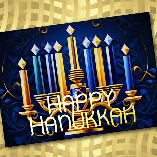 Cartes Pour Fêtes Annuelles Abstraite Menorah Happy Hanoukka