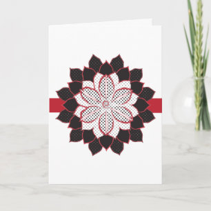 Cartes Pour Fêtes Annuelles Abstraite poinsettia pois noire, blanche, rouge