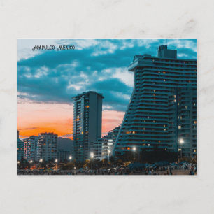 Cartes Pour Fêtes Annuelles Acapulco Mexique Skyline Heure de nuit