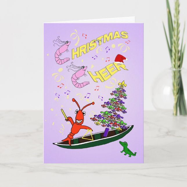 Cartes Pour Fêtes Annuelles Acclamation de crevette et de Noël de Cajun (Devant)