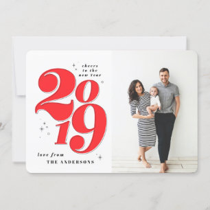 Cartes Pour Fêtes Annuelles Acclamations aux vacances 2019 audacieuses de