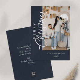 Cartes Pour Fêtes Annuelles Accueil de Noël de la photo bleue de minuit modern