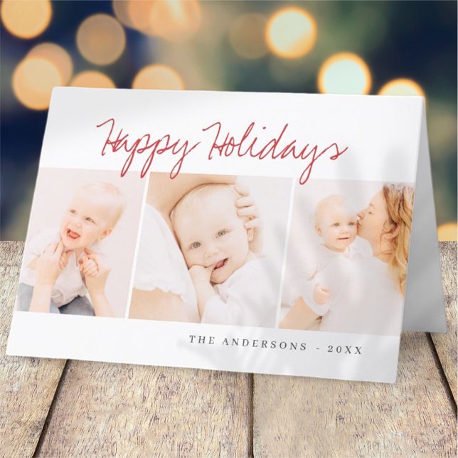 Cartes Pour Fêtes Annuelles Accueil de Noël simple moderne Trois photos (Créateur téléchargé)