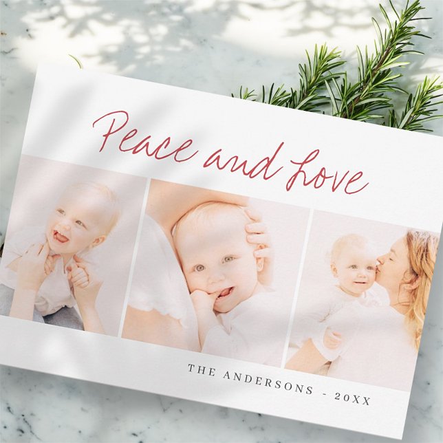 Cartes Pour Fêtes Annuelles Accueil de Noël simple moderne Trois photos (Créateur téléchargé)