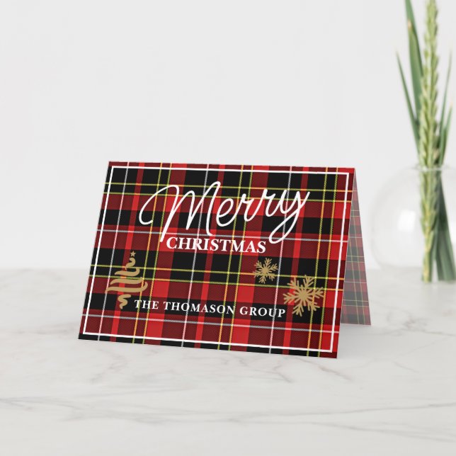 Cartes Pour Fêtes Annuelles Accueil Entreprise Classique Tartan Motif (Devant)
