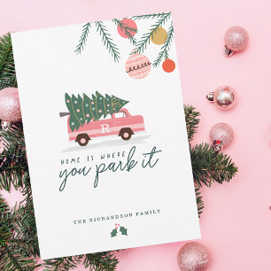 Cartes Pour Fêtes Annuelles Accueil Où Vous Le Garez Pink Van Christmas Tree