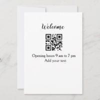 Accueil simple ouverture bienvenue code barre QR a
