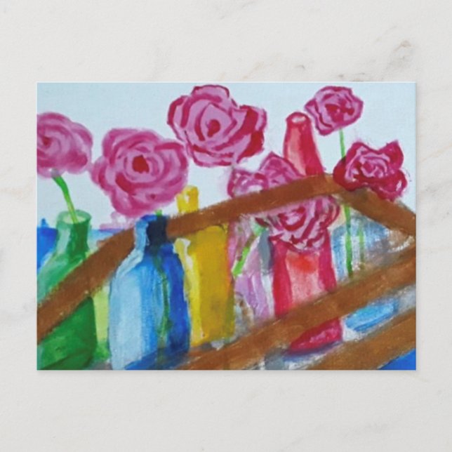 Cartes Pour Fêtes Annuelles Acrylic painting flowers in vase postcard (Devant)