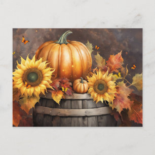 Cartes Pour Fêtes Annuelles Action de grâce Citrouille Feuillage d'automne Vac