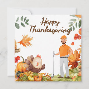 Cartes Pour Fêtes Annuelles Action de grâce Golf Greeting d'automne pour golfe