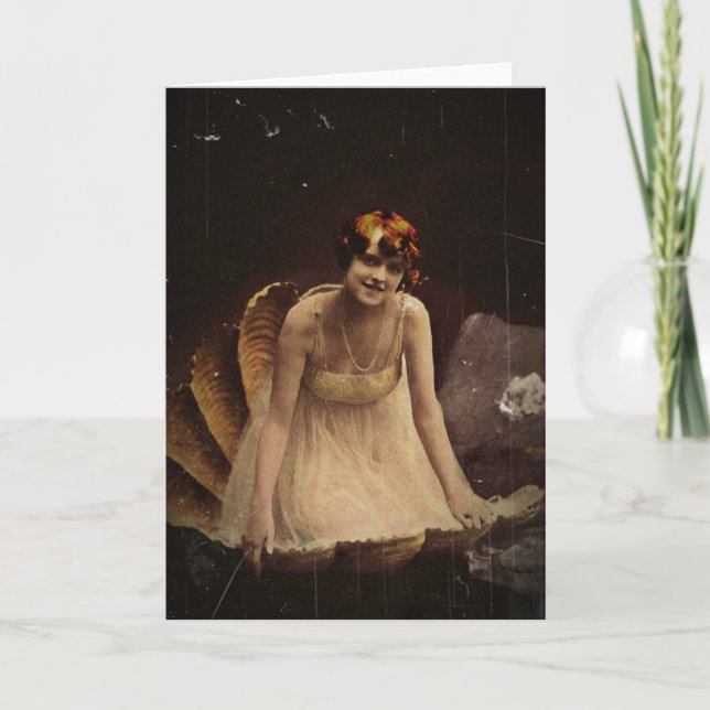 Cartes Pour Fêtes Annuelles Actrice de Ziegfeld dans un coquillage (Devant)