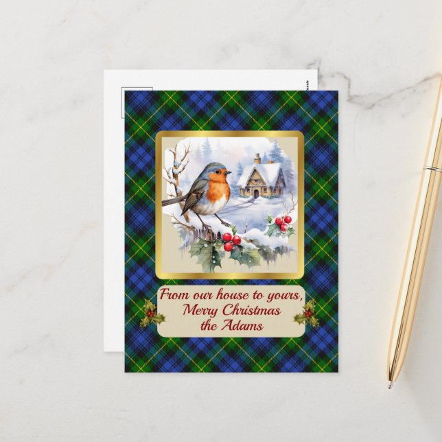 Cartes Pour Fêtes Annuelles Adam Crest & Tartan avec Robin Smas personnalisés (Devant/Arrière en situation)