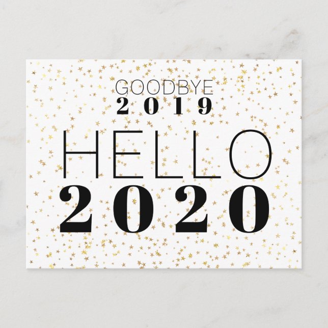Cartes Pour Fêtes Annuelles Adieu 2019 Bonjour 2020 Bonne année Confetti (Devant)