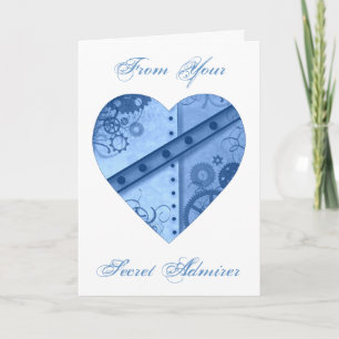 Cartes Pour Fêtes Annuelles Admirateur secret de coeur bleu steampunk