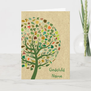 Cartes Pour Fêtes Annuelles Ado Godgirl de l'Arbre Rustique de la Vie Personna