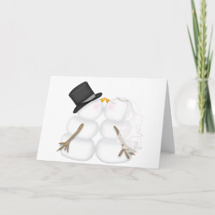 Cartes Pour Fêtes Annuelles Adorable Baiser Snowman Couple