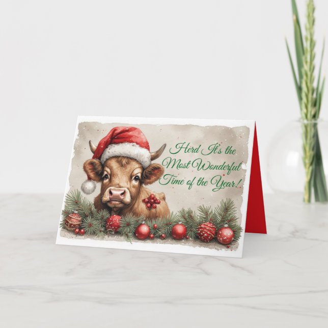 Cartes Pour Fêtes Annuelles Adorable Brown Calf Christmas Card -Customize it! (Devant)