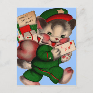 Cartes Pour Fêtes Annuelles adorable chaton de messagerie livrant des paquets 