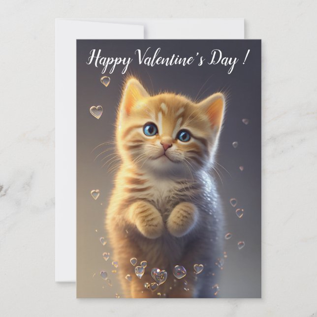 Cartes Pour Fêtes Annuelles Adorable chaton roux tabby pour la Saint-Valentin (Devant)
