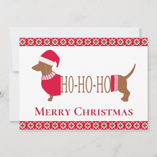 Cartes Pour Fêtes Annuelles adorable chien de Noël Dachshund (Devant)