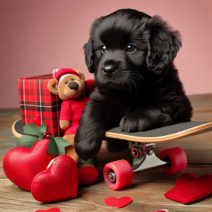 Cartes Pour Fêtes Annuelles Adorable Chiot Noir Funny Valentine