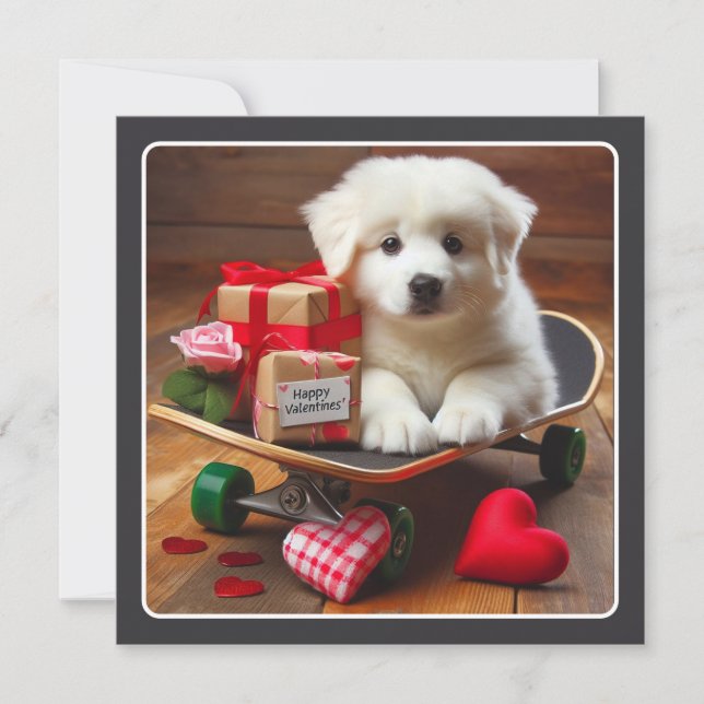 Cartes Pour Fêtes Annuelles Adorable Chiot Saint Valentin (Devant)