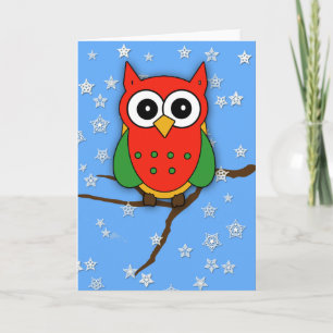 Cartes Pour Fêtes Annuelles Adorable Chouette rouge et verte pour Noël