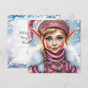 Cartes Pour Fêtes Annuelles Adorable Elfe Rose Joyeux Noël Personnalisé