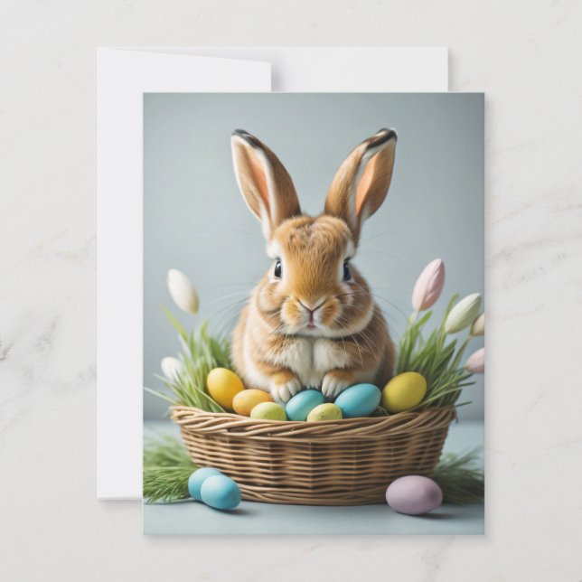 Cartes Pour Fêtes Annuelles Adorable Festif Petit Lapin De Pâques (Devant)