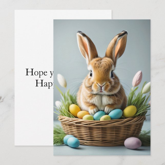 Cartes Pour Fêtes Annuelles Adorable Festif Petit Lapin De Pâques (Devant / Derrière)