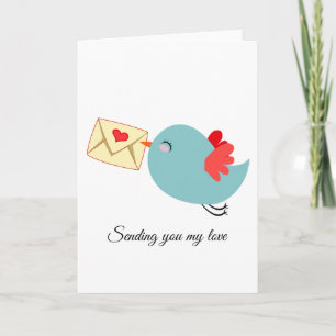 Cartes Pour Fêtes Annuelles Adorable Flying Blue Bird w Letter Personnalisable