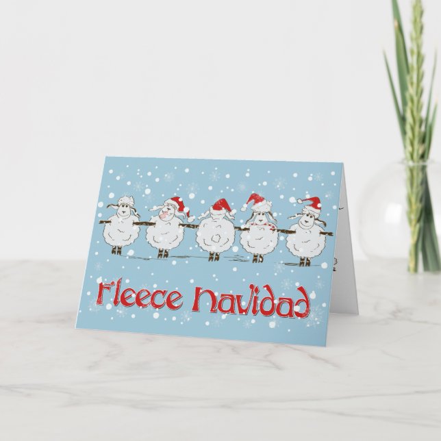 Cartes Pour Fêtes Annuelles adorable FUNNY Fleece Navidad Christmas Sheep (Devant)