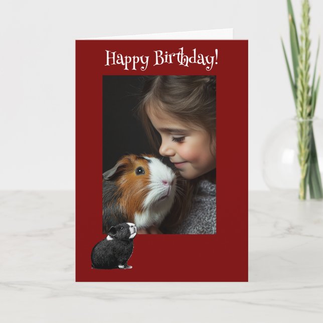 Cartes Pour Fêtes Annuelles Adorable Guinée Pig Fun Photo Anniversaire (Devant)