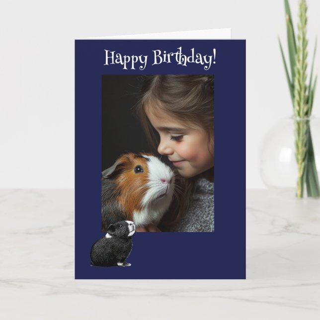 Cartes Pour Fêtes Annuelles Adorable Guinée Pig Fun Photo Anniversaire (Devant)