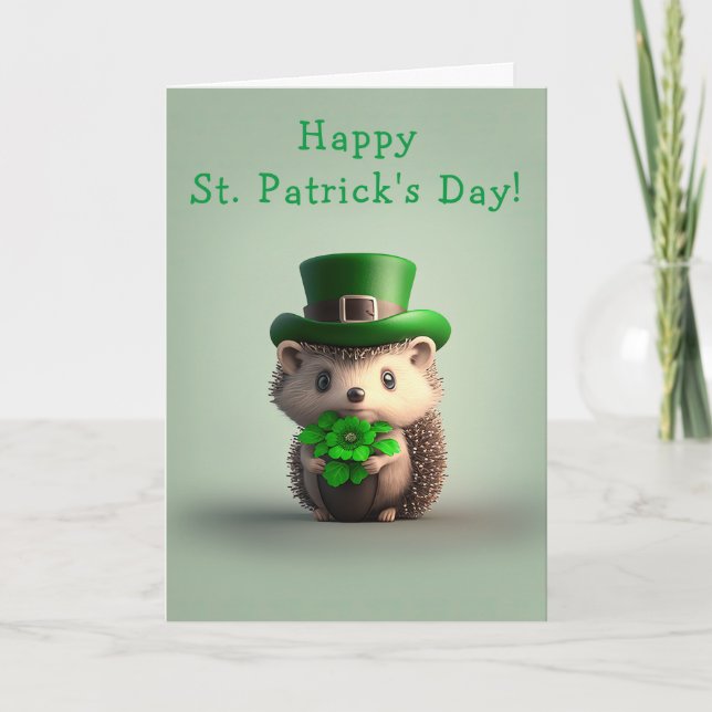 Cartes Pour Fêtes Annuelles Adorable Hedgehog St. Patrick's Day Holiday Card (Devant)