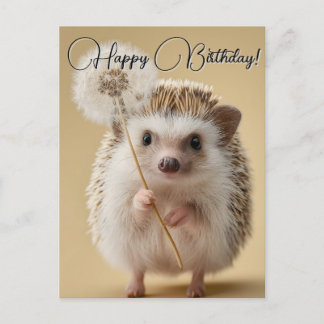 Cartes Pour Fêtes Annuelles Adorable Hérisson tenant un Dandelion