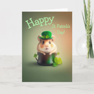Cartes Pour Fêtes Annuelles Adorable Little Happy Hamster St. Patrick's Day