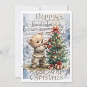 Cartes Pour Fêtes Annuelles Adorable Ours de Noël Prêt pour Noël