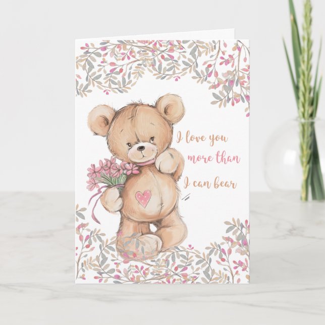 Cartes Pour Fêtes Annuelles Adorable ours de Saint-Valentin (Devant)