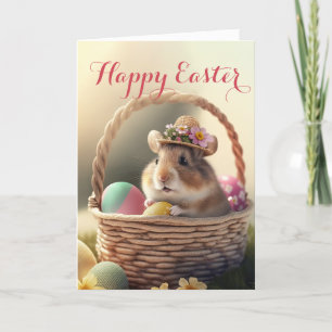 Cartes Pour Fêtes Annuelles Adorable Petite Souris dans un Casquette de Pâques