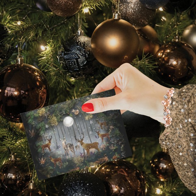 Cartes Pour Fêtes Annuelles Adorable Rindeer La Nuit (Créateur téléchargé)