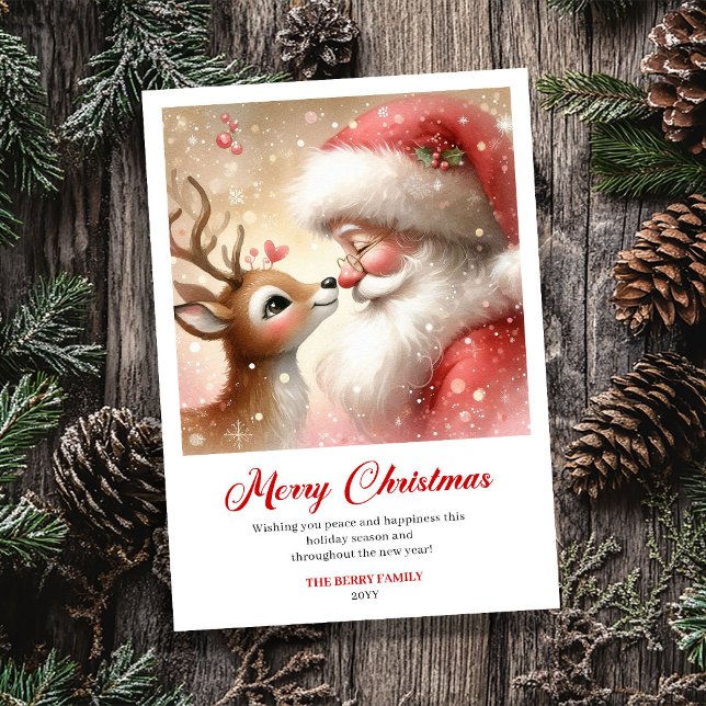Cartes Pour Fêtes Annuelles Adorable Santa And Rudolph Cozy Christmas Greeting (Adorable Santa And Rudolph Cozy Christmas Greeting Card)