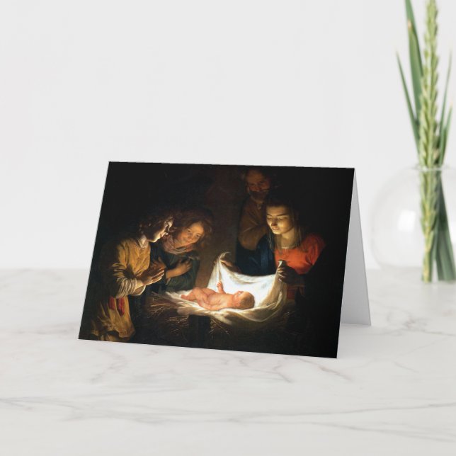 Cartes Pour Fêtes Annuelles Adoration de l'Enfant Jésus - Honthorst (Devant)