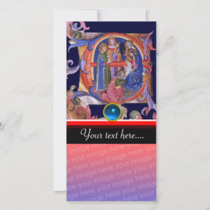 Cartes Pour Fêtes Annuelles ADORATION DE MAGI CHRISTMAS PARCHMENT Blue Gem