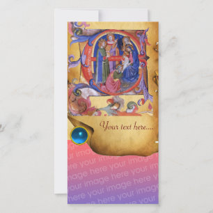Cartes Pour Fêtes Annuelles ADORATION DE MAGI CHRISTMAS PARCHMENT Blue Gem