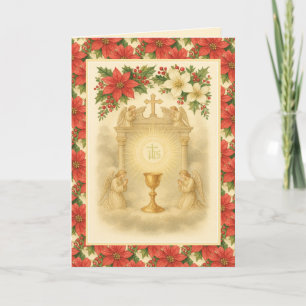 Cartes Pour Fêtes Annuelles Adoration eucharistique de Noël avec des anges